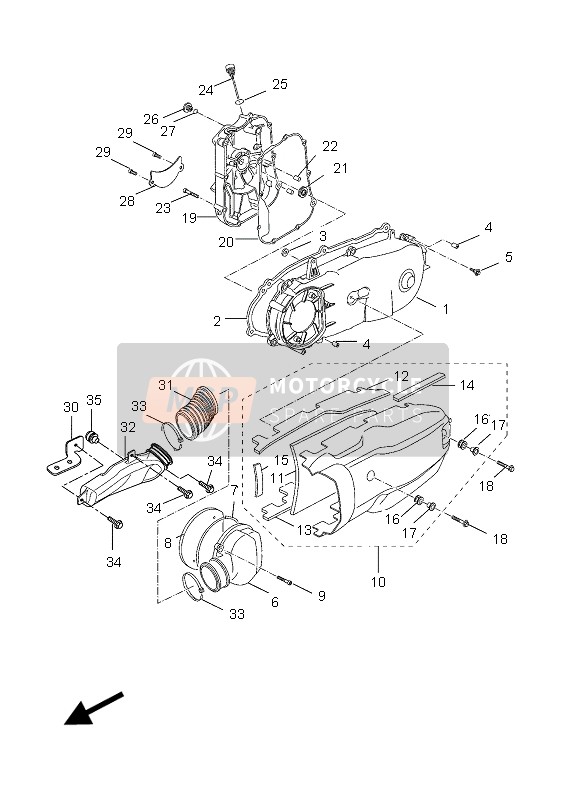 Yamaha VP125 X-CITY 2012 Tapa del cárter 1 para un 2012 Yamaha VP125 X-CITY